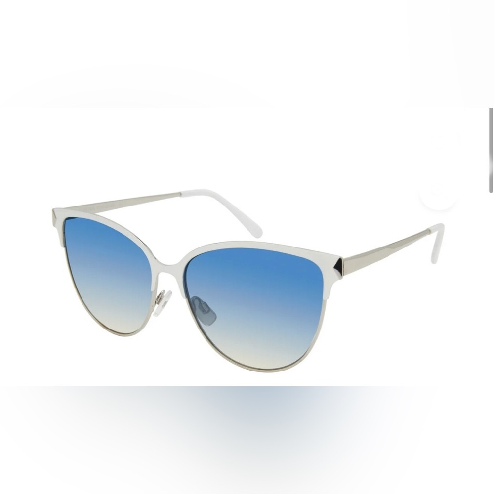 Martha Stewart MS142 Retro white silver Metal UVA UVB Cat Eye Sunglasses new